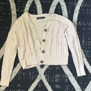 Vince Cream Cable Knit Cardigan Sweater